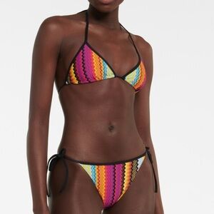 New Iconic Missoni Mare Zig-zag Knit Bikini Bottoms Size 40